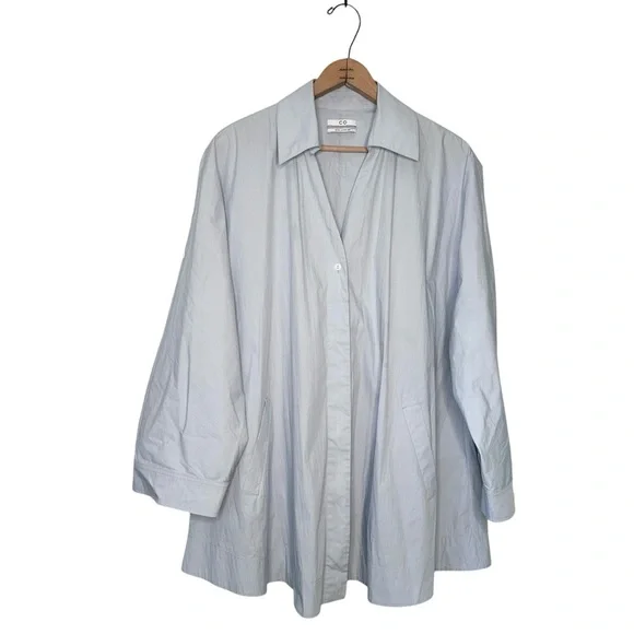 CO Rolled Tab Long Sleeve Oversied Button Down Shirt Blouse Top Size Medium - Picture 2 of 9